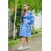 Boho Style Embroidered  Dress Blue with Black/White Embroidery